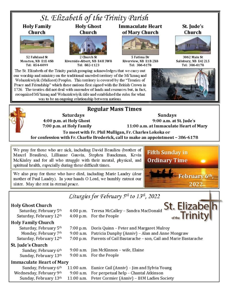 Bulletin February 6 2022 | St. Elizabeth Of The Trinity